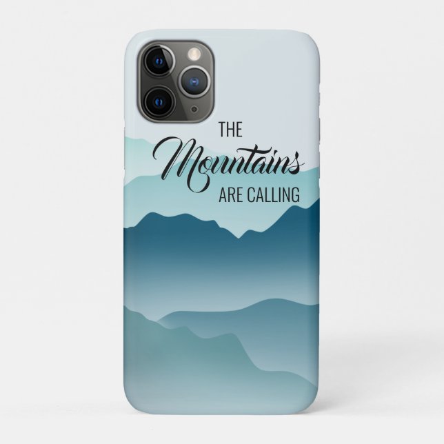Capa Para iPhone 11 Pro Montanhas onduladas chamam de gradiente azul (Verso)