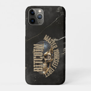 Capa Para iPhone 11 Pro Motivação BTC   Caveira   Mármore Dourado