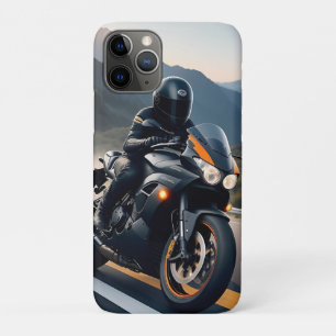 Capa Para iPhone 11 Pro Motociclista pilotando moto de alta performance