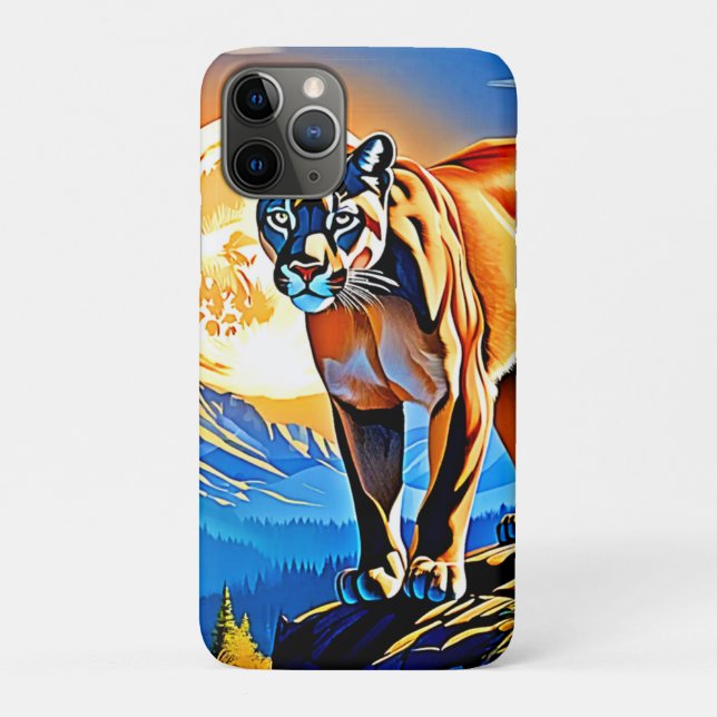 Capa Para iPhone 11 Pro Mountain Cougar: Majestade Sunset (Verso)