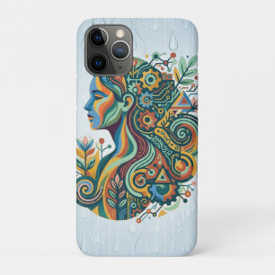 Capa Para iPhone 11 Pro Mulheres Boho Mente Corpo Alma Arte Abstrata do Cé