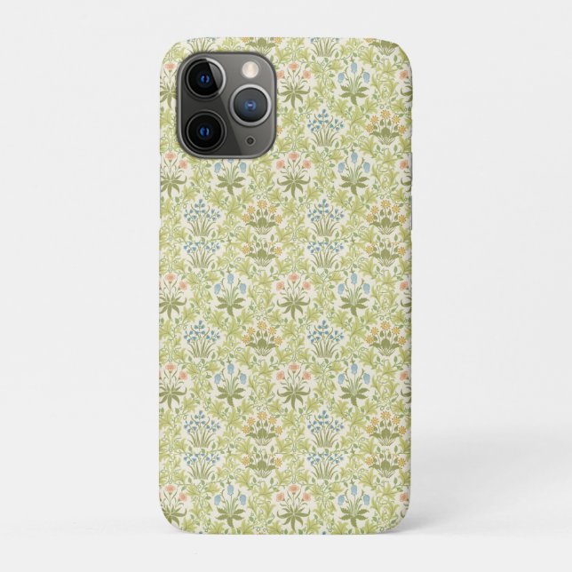 Capa Para iPhone 11 Pro Mulheres femininas com padrão floral verde (Verso)