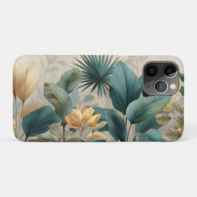 Capa Para iPhone 11 Pro Muro de Parede Botânica Tropical Elegante (Verso (horizontal))