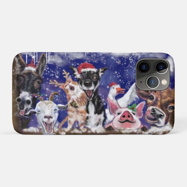 Capa Para iPhone 11 Pro Música de Natal - Festa Animal (Verso (horizontal))