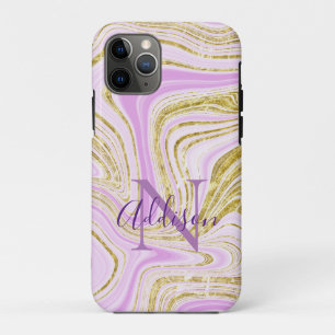 Capa Para iPhone 11 Pro Na moda abstrato Dourado Roxo Roxo