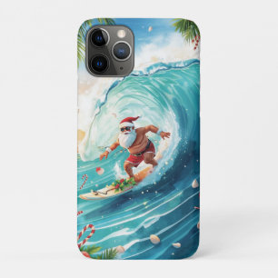 Capa Para iPhone 11 Pro Natal do Papai Noel Surfista com o Surfista Papai 
