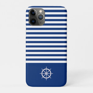 Capa Para iPhone 11 Pro Náuticas+Barras Azul+Branco