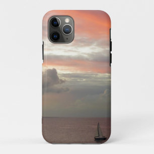 Capa Para iPhone 11 Pro Navio de vela em sol Belo e Rosa, paisagem