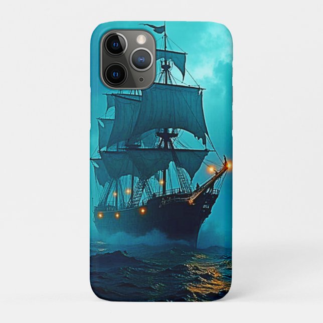 Capa Para iPhone 11 Pro Navio Fantasma na Design do Stormy Seas (Verso)