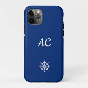 Capa Para iPhone 11 Pro Navios Náuticos Azul de Roda+Branco (Personalizar)