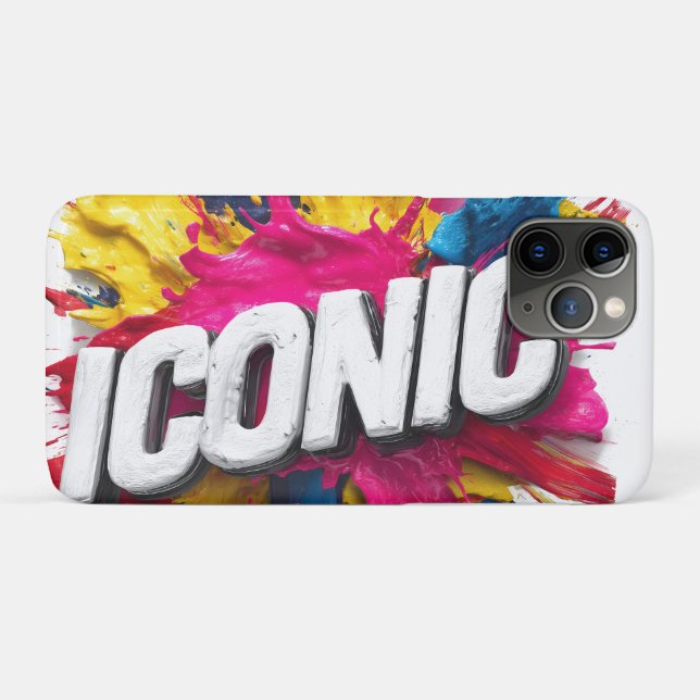 Capa Para iPhone 11 Pro Negrito Texto Branco "ICONIC" com Salpico de Tinta (Verso (horizontal))