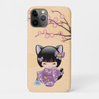 Neko Kokeshi Doll - Cat Ears Geisha Girl