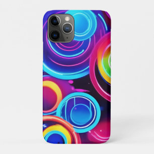 Capa Para iPhone 11 Pro Neon Circles Abstrato Art