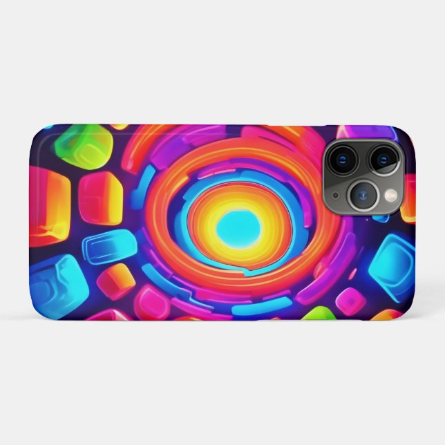 Capa Para iPhone 11 Pro Neon Cube Vortex Art (Verso (horizontal))