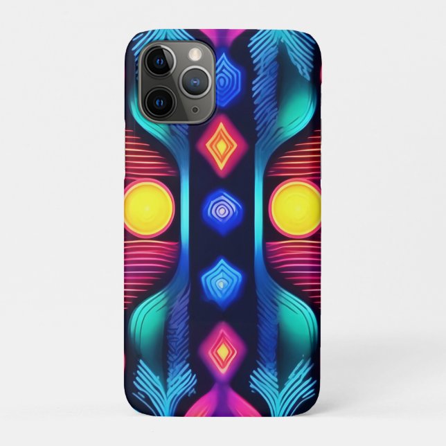 Capa Para iPhone 11 Pro Neon Geométrico Mandala Art (Verso)