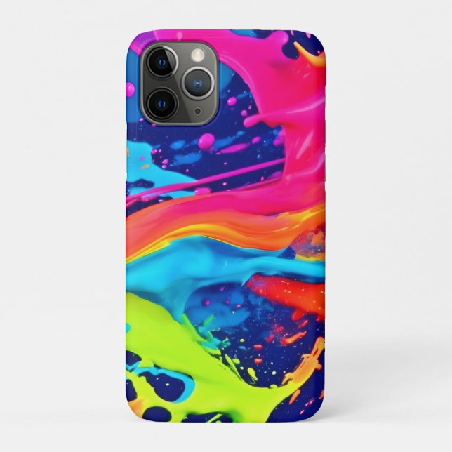 Capa Para iPhone 11 Pro Neon Glow Liquid Swirls Design (Verso)