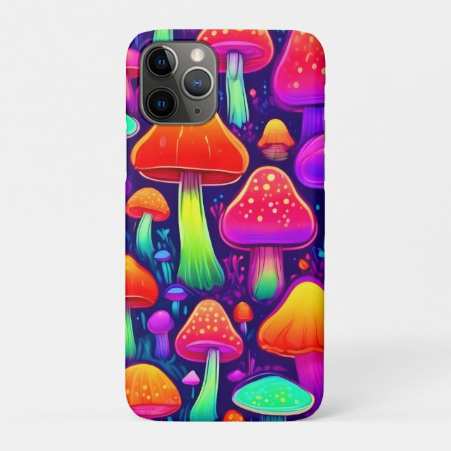 Capa Para iPhone 11 Pro Neon Glow Mushroom Forest (Verso)