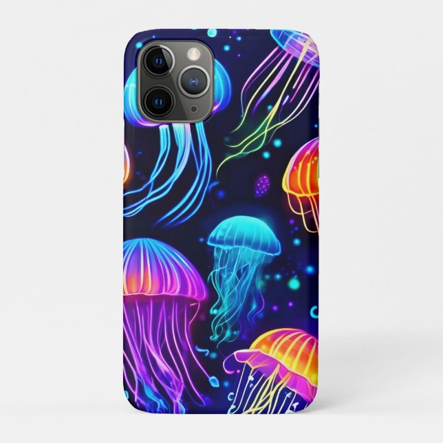 Capa Para iPhone 11 Pro Neon Jellyfish Dreams (Verso)
