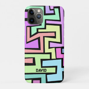 Capa Para iPhone 11 Pro Neon Maze legal Colorido com o nome abstrato art
