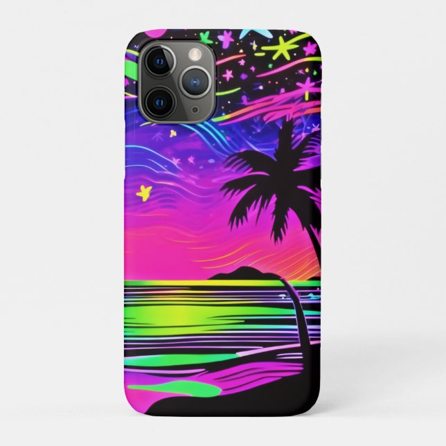 Capa Para iPhone 11 Pro Neon Night Beachscape (Verso)