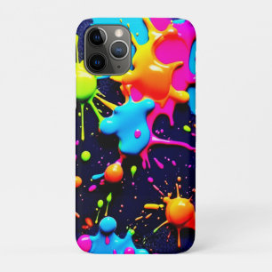 Capa Para iPhone 11 Pro Neon Paint Splatter Abstrato Art