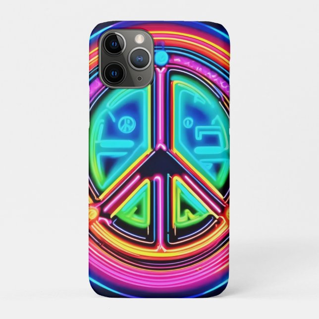 Capa Para iPhone 11 Pro Neon Peace Mandala (Verso)