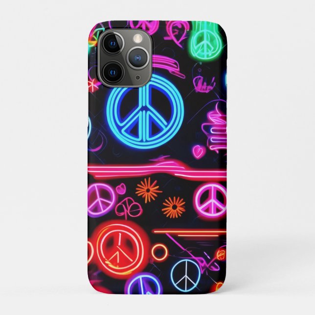 Capa Para iPhone 11 Pro Neon Peace Symbol Padrões (Verso)