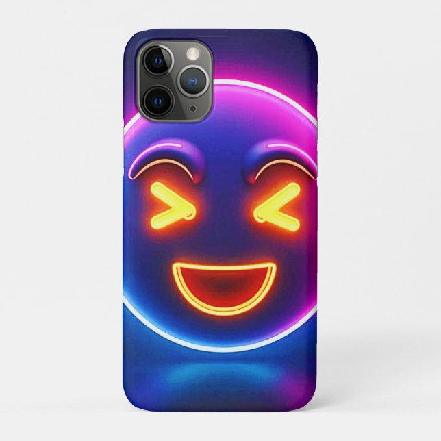 Capa Para iPhone 11 Pro Neon Rindo Emoji Joy (Verso)