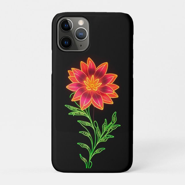 Capa Para iPhone 11 Pro Neon Stylized Flower (Verso)