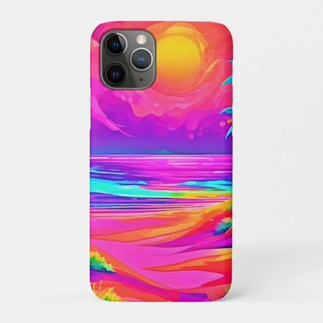 Capa Para iPhone 11 Pro Neon Sun e Beach Bliss (Verso)