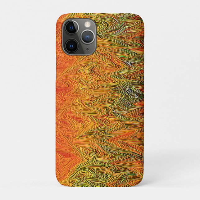 Capa Para iPhone 11 Pro "Neural Firestorm" - Abstrato amarelo laranja (Verso)