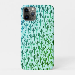 Capa Para iPhone 11 Pro Noite Deserto Diversão Cactus Padrão Verde Waterco