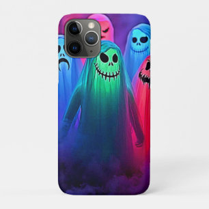 Capa Para iPhone 11 Pro Noite Spooky de Fantasmas Coloridos Design