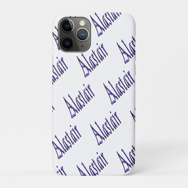 Capa Para iPhone 11 Pro Nome Alastair Brilhante Azul (Verso)