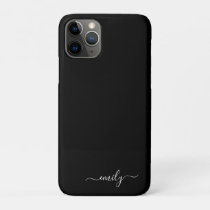 Capa Para iPhone 11 Pro Nome do Monograma de Script Moderno Preto e Branco
