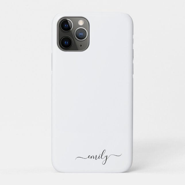Capa Para iPhone 11 Pro Nome do Monograma do Script Moderno Preto Branco (Verso)