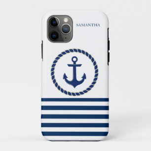 Capa Para iPhone 11 Pro Nome Náutico Do Barco, Marinho Azul De Âncora, S
