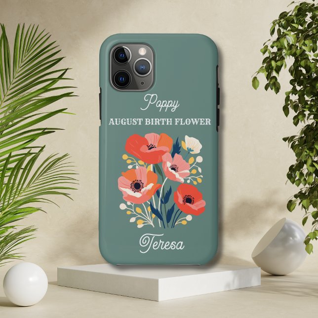 Capa Para iPhone 11 Pro Nome Personalizado da Flor de Nascimento de Agosto (Criador carregado)