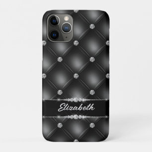 Capa Para iPhone 11 Pro Nome Personalizado do Diamante do Sparkle Black Bl
