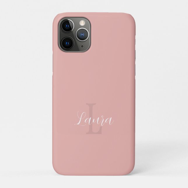 Capa Para iPhone 11 Pro Nome personalizado em roteiro de monograma rosa co (Verso)
