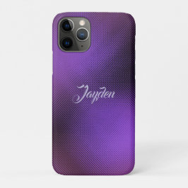Capa Para iPhone 11 Pro Nome Personalizado Geométrico Abstrato Roxo 3D Mod