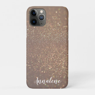 Capa Para iPhone 11 Pro Nome Personalizado Glitter Glitter Glicor de Bronz