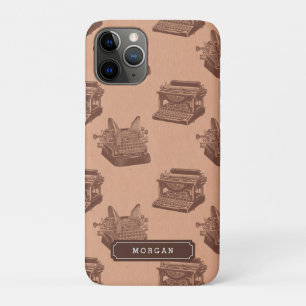 Capa Para iPhone 11 Pro Nome Personalizado - Padrão de Máquina de Digitali
