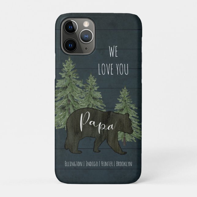 Capa Para iPhone 11 Pro Nós Te Amo, Papá, Floresta, Avós, Azul (Verso)