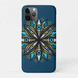 Capa Para iPhone 11 Pro Olhos Estranhos Com Flor Íris Duplo Mandala