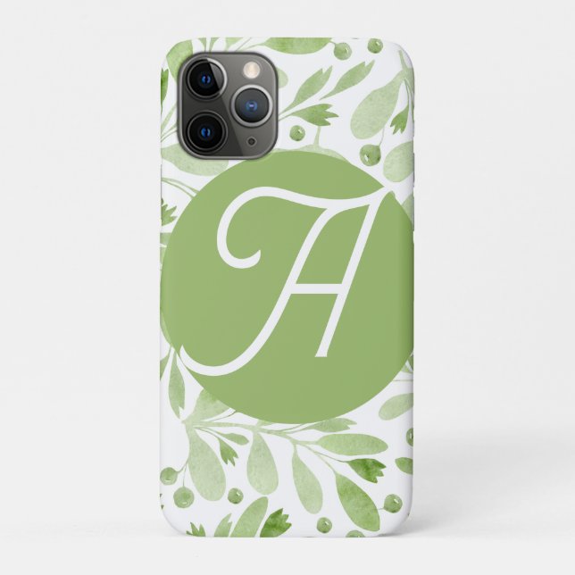 Capa Para iPhone 11 Pro Olive Leaves Initial iPhone Case  (Verso)