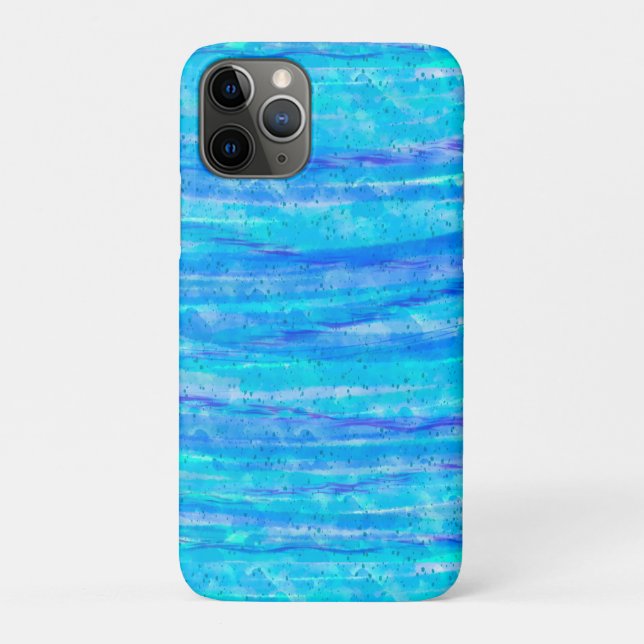 Capa Para iPhone 11 Pro Ondas Espetadas Azul Aqua, Teal e Roxo (Verso)
