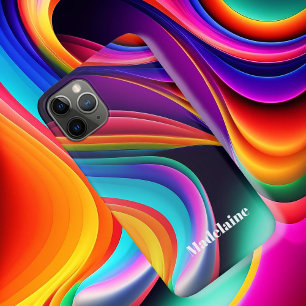 Capa Para iPhone 11 Pro Ondas Retroativas Coloridas Pessoais