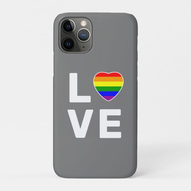 Capa Para iPhone 11 Pro Orgulho gay Love Rainbow Heart (Verso)