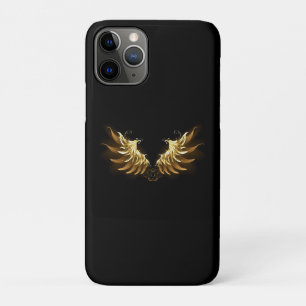 Capa Para iPhone 11 Pro Ouro Angel Wings sobre fundo preto